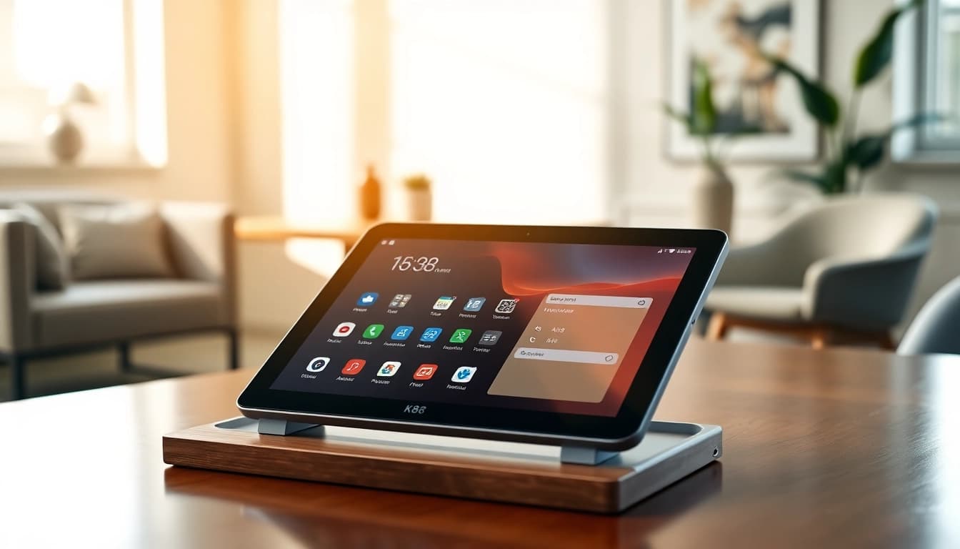 K88 tablet showcasing a sleek design and innovative interface in a professional office setting.