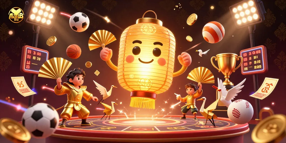 Engage in thrilling gameplay with man88, surrounded by vibrant casino elements and dynamic sports action.
