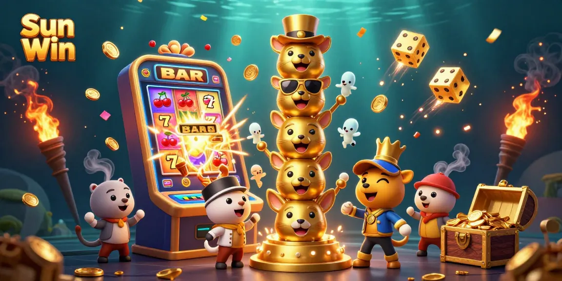Win big at Sun Win with an exciting array of games in this vibrant casino illustration.