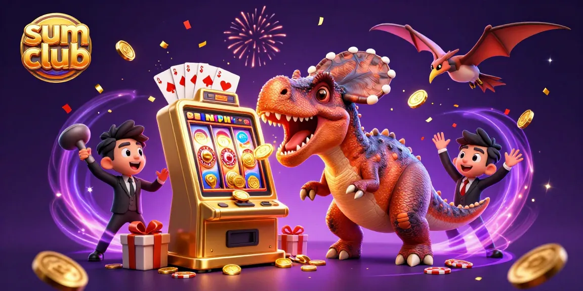 Experience thrilling wins at sumclub with a vibrant casino illustration capturing excitement and gameplay.