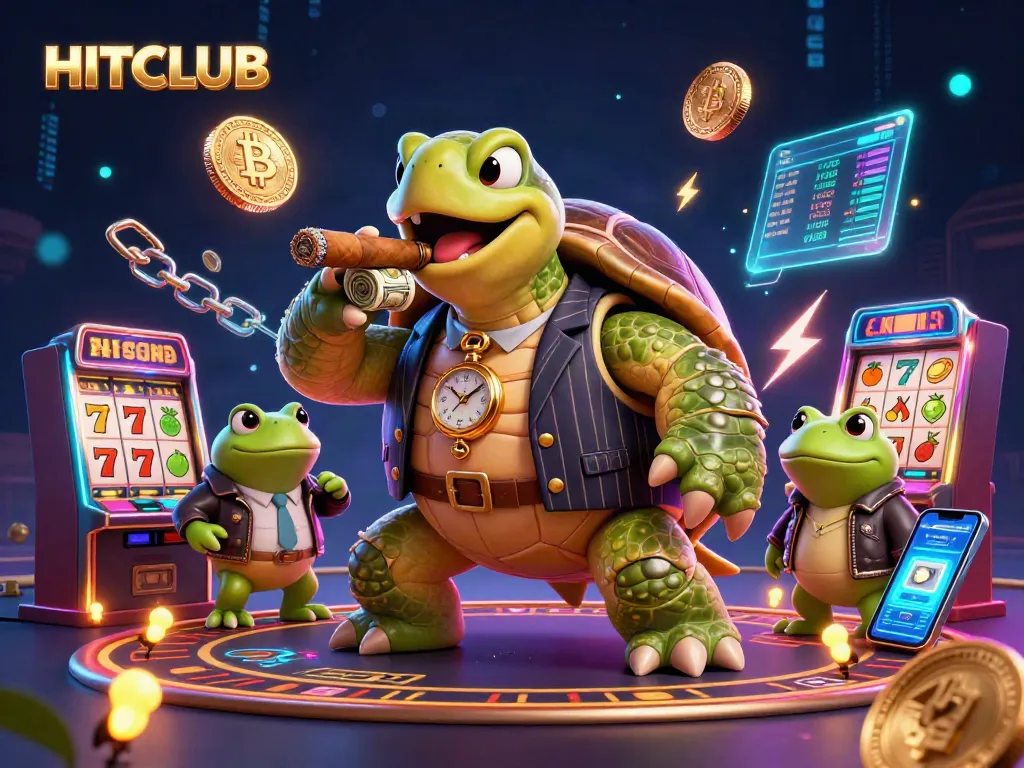 Play your favorite games at HITCLUB with animated characters and vibrant casino-themed elements.