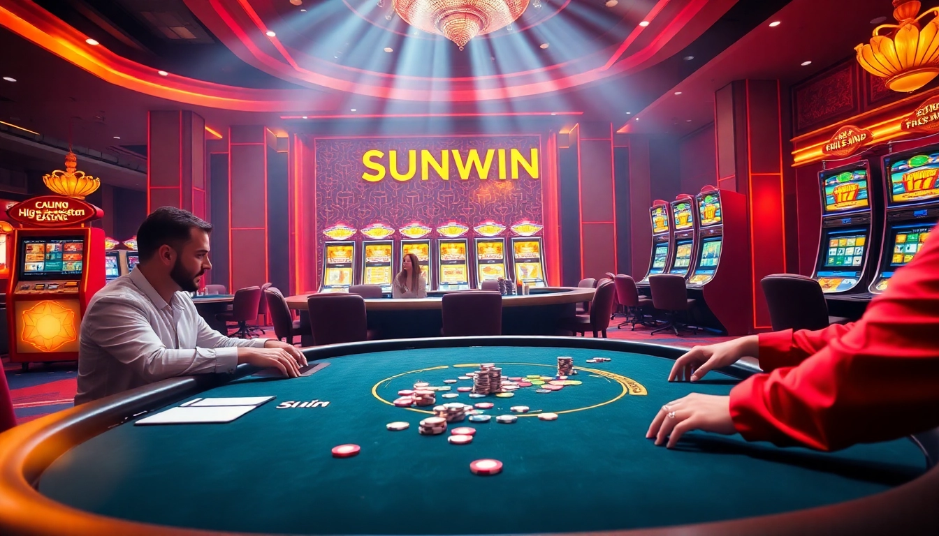 Casual players enjoying a game on the SUNWIN platform in a luxurious casino setting.