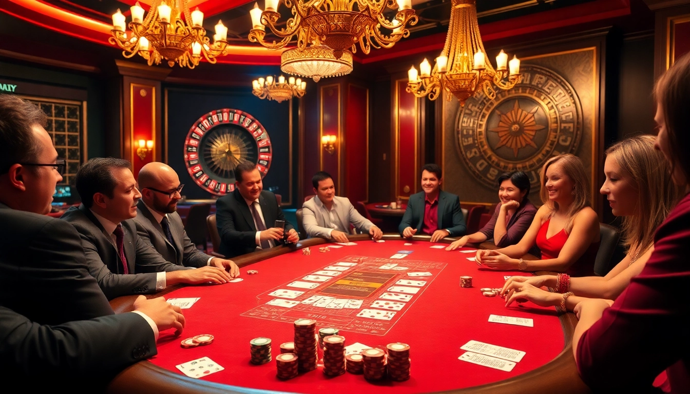 Engaging in a high-stakes poker game at a luxurious casino, showcasing excitement and opportunity with ok wins.