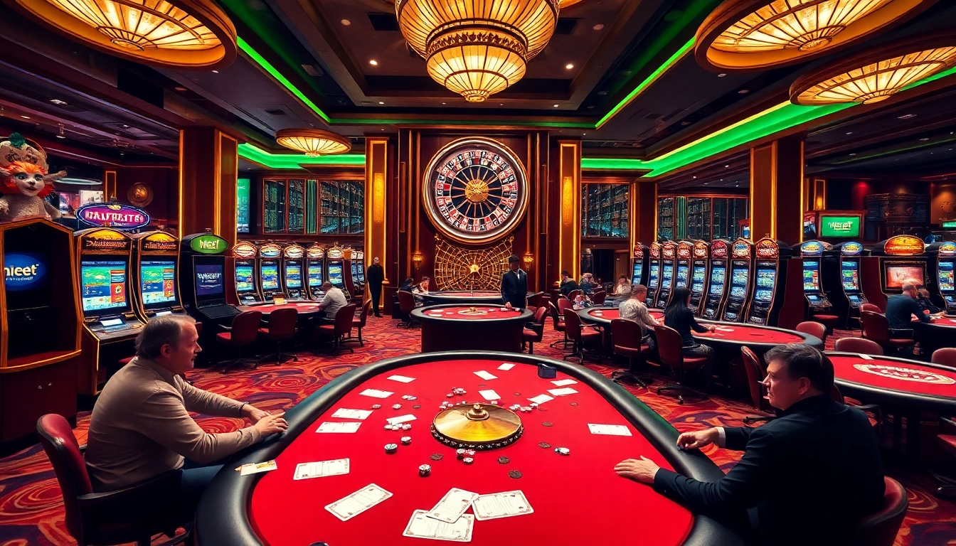 Exciting action at 789bet casino featuring poker, roulette, and slot machines.