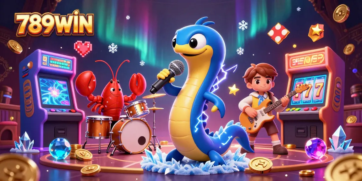 Enjoy captivating entertainment at 789WIN, featuring an electric eel DJ alongside a lobster drummer and seahorse guitarist.
