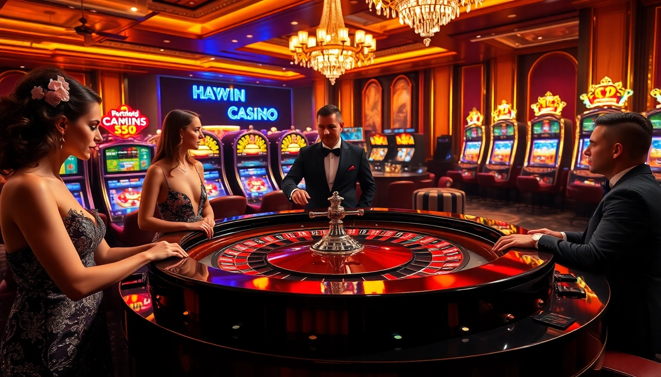 Elegant players engaging at the roulette table in a high-stakes atmosphere at https://1haywin.us.com/ casino.