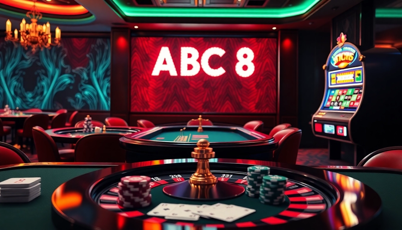 Engage the thrill of gambling with ABC 8 at a luxurious casino, featuring roulette and poker.