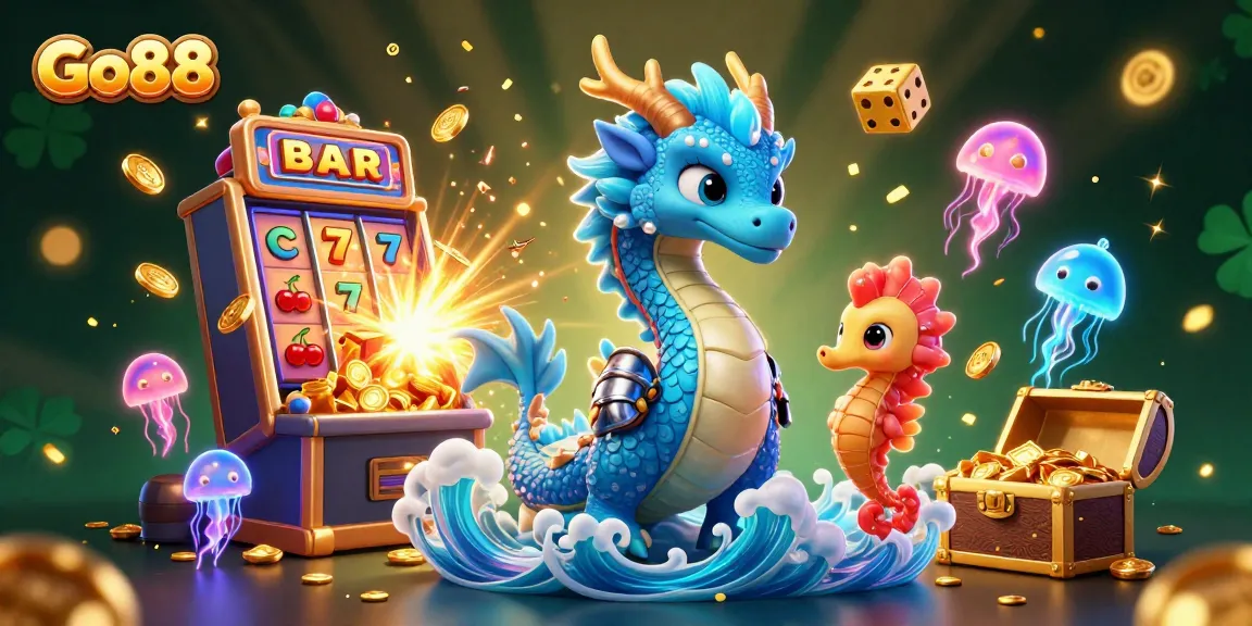 Experience thrilling slots at Go88 with vibrant characters and a jackpot explosion.