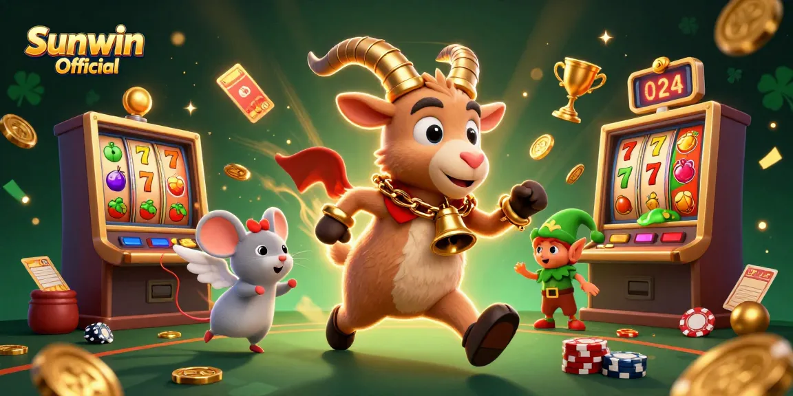 Engage with Sunwin Official's lively casino scene featuring Krampus and festive characters in action.