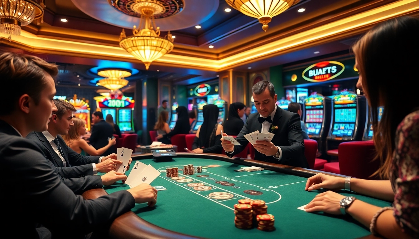 Exciting casino scene featuring poker and slot machines, promoting ww88 com.