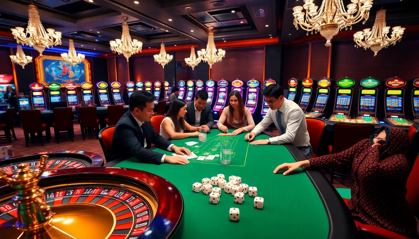 Gamblers enjoying the exciting TG88 online casino experience with vibrant games.