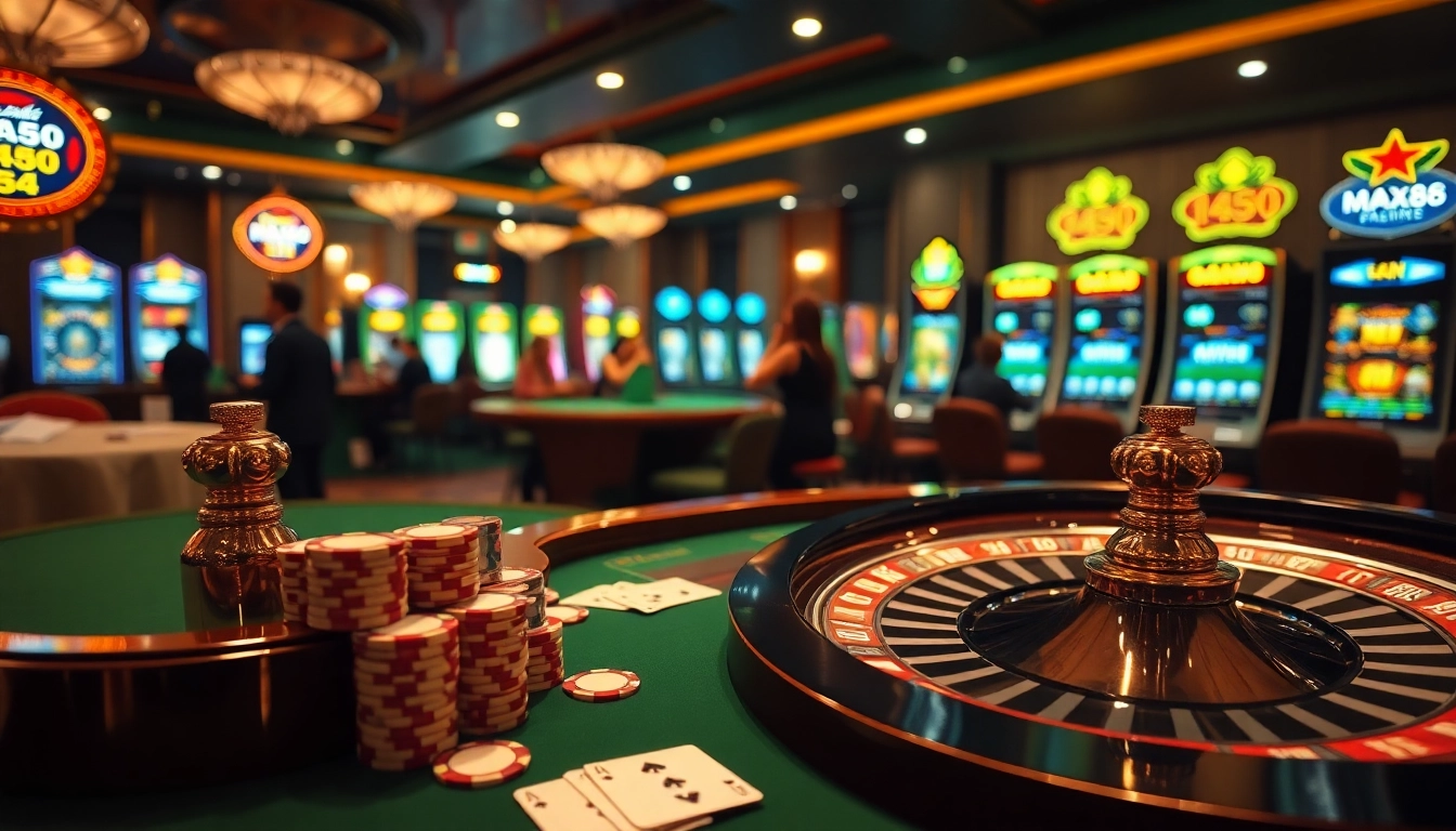 Experience the thrill of gambling at MAX88 with vibrant casino tables and exciting games.