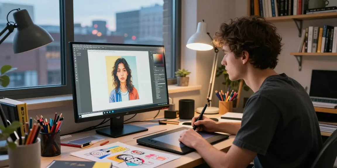 Use image to prompt tool for AI art generation at a vibrant workspace.