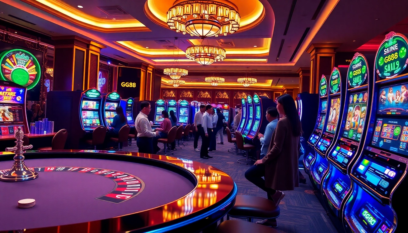 Experience the excitement of casino gaming at GG88 with vibrant tables and engaging slot machines.