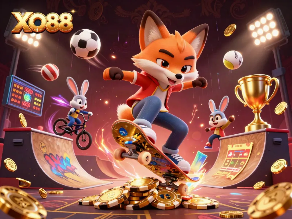 Engage in thrilling gaming at XO88 with dynamic 3D casino characters and symbols.