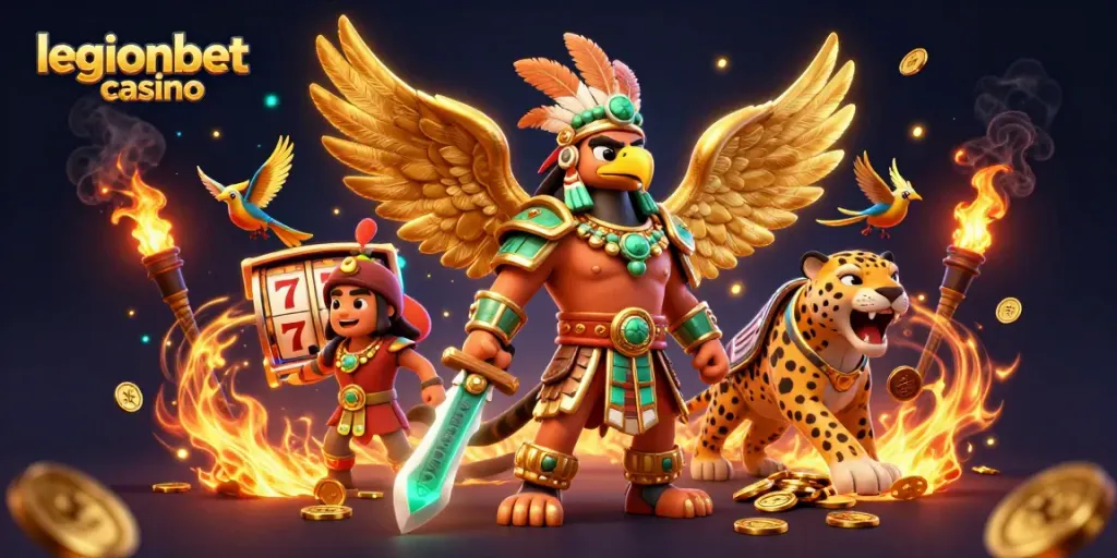 Engage in thrilling battles at legionbet casino with 3D Aztec warriors, jackpots, and exciting gaming elements.