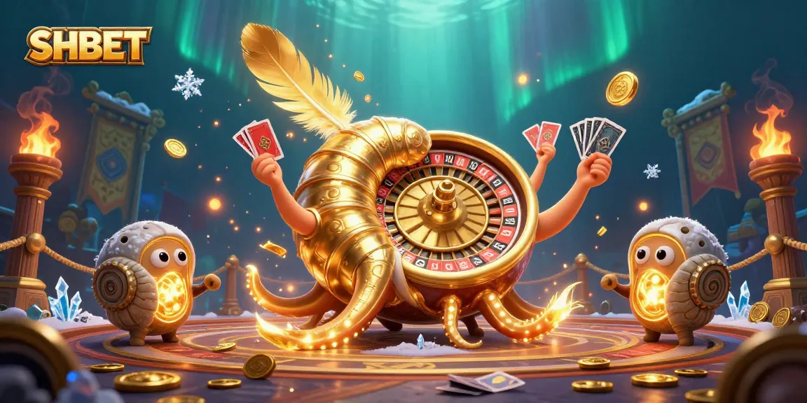 SHBET offers an exciting gaming experience with a vibrant casino-themed 3D illustration.
