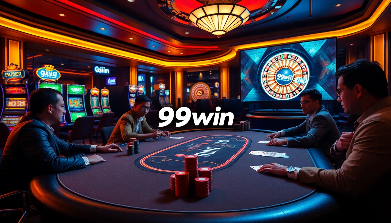 Engage in thrilling poker action at 99win casino with vibrant casino visuals.