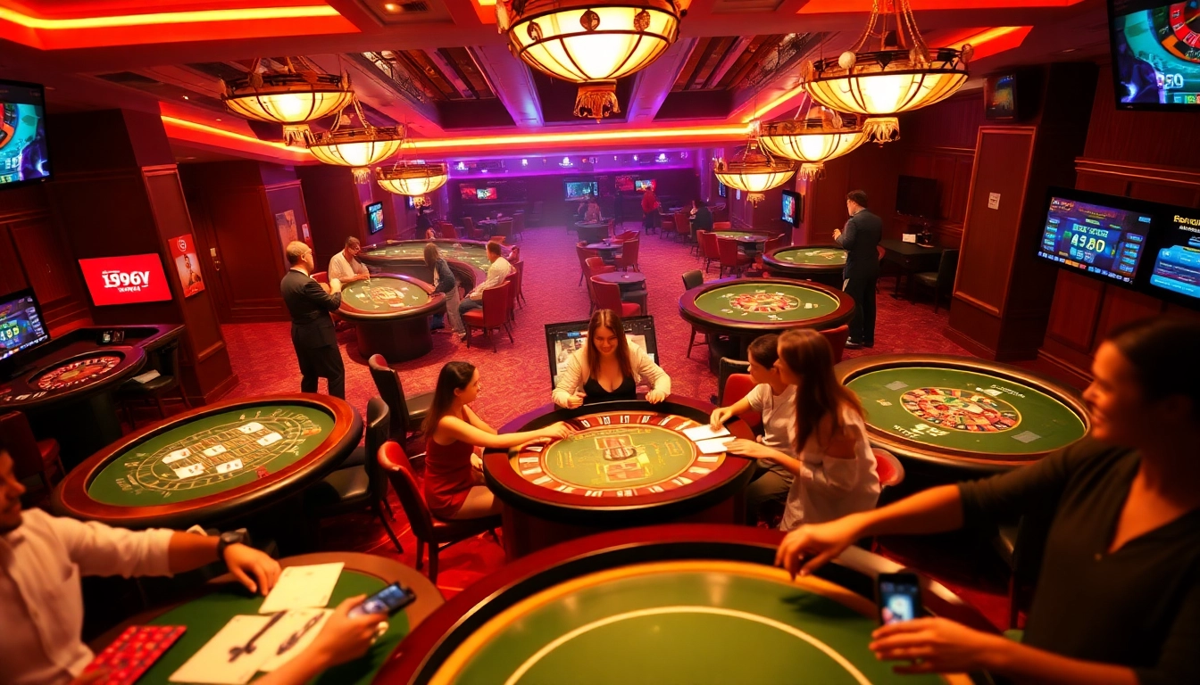 Experience thrilling games at https://ii69vn.com/ with engaging casino gaming tables, joy-filled players, and rich ambiance.