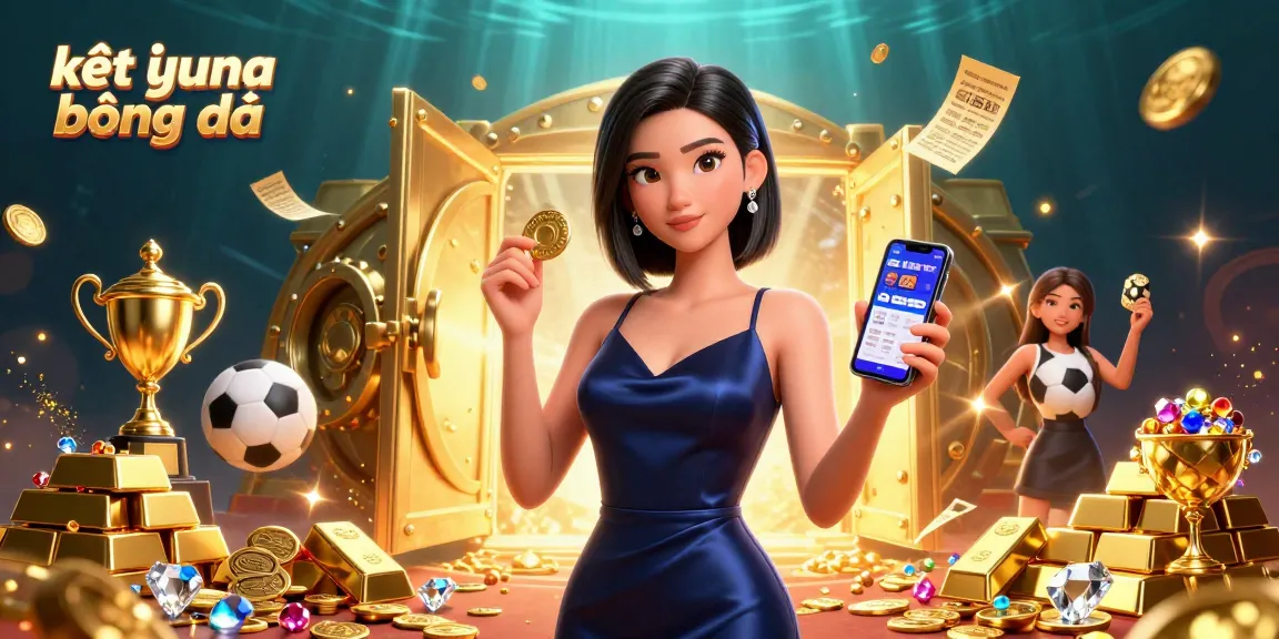 Experience kết quả bóng đá with a stunning Asian woman confidently engaging in sports betting amid dazzling gold treasures.