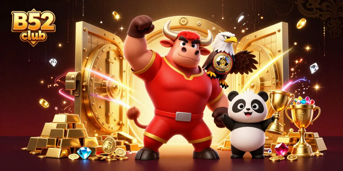 B52 club showcases thrilling wins with vibrant casino elements in a captivating 3D illustration.