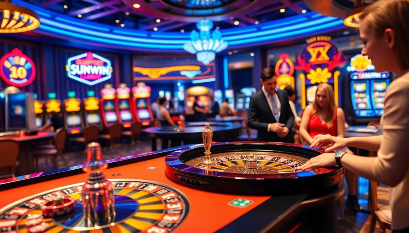 Players enjoying the thrilling atmosphere at the Sunwin casino gaming table.
