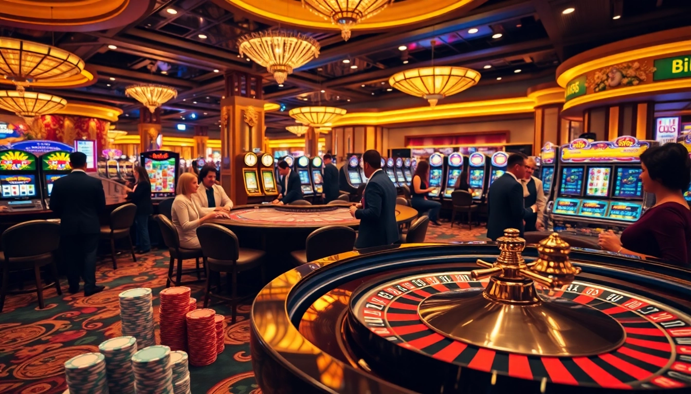 Experience the thrill of gambling at 98win's vibrant casino with roulette and poker tables.