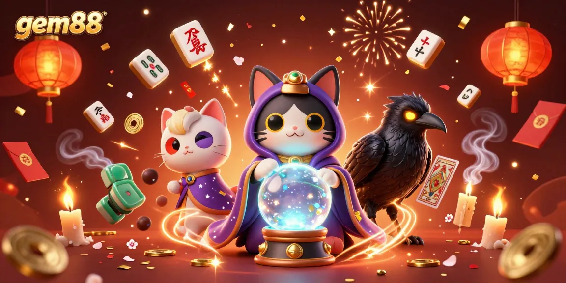 Experience exhilarating gameplay at gem88 with vibrant casino-adorned mystical characters.