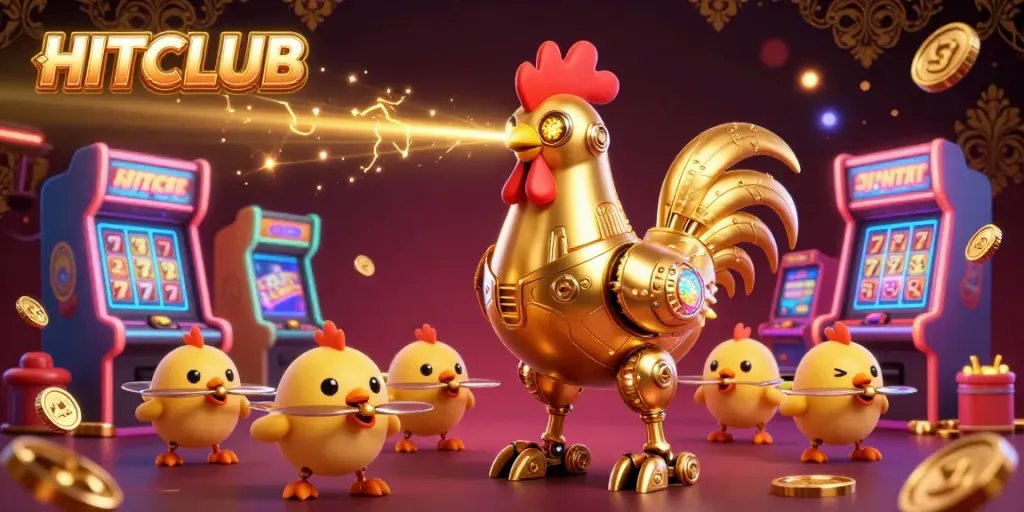 Engage in HITCLUB's vibrant gaming world with dynamic characters and colorful casino elements.