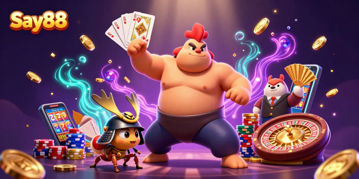 Spin to win at Say88 with a powerful sumo rooster, samurai cricket, and tanuki announcer!