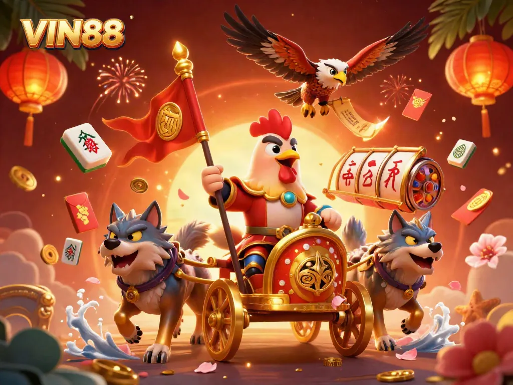 Join the action with VIN88 showcasing dynamic gaming excitement in a vibrant casino scene.