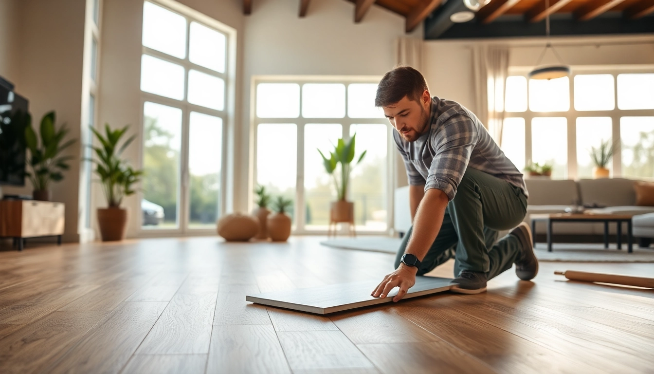 Install waterproof vinyl flooring in a beautiful living space with natural light.