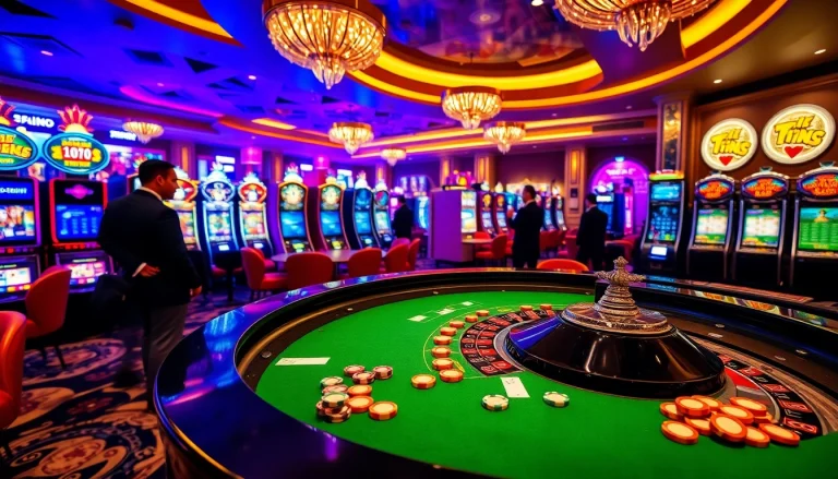 Exciting scene with players betting at a roulette table featuring colorful chips at https://nhacaiuytin.place/.