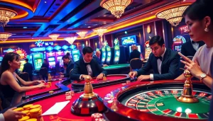 Experience the thrill of Nhà cái uy tín with players at a vibrant casino table, showcasing winning moments and excitement.