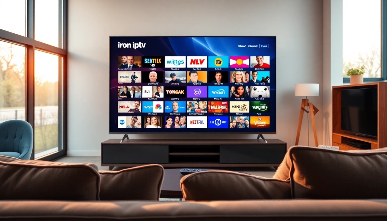 Experience diverse content with iron IPTV displayed on a stylish television in a modern living room.