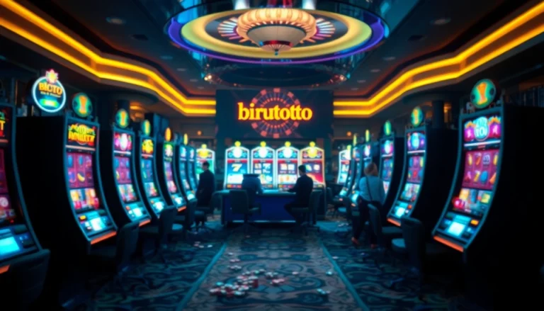 Engage with immersive birutoto slot machines in a luxurious casino setting filled with excitement.