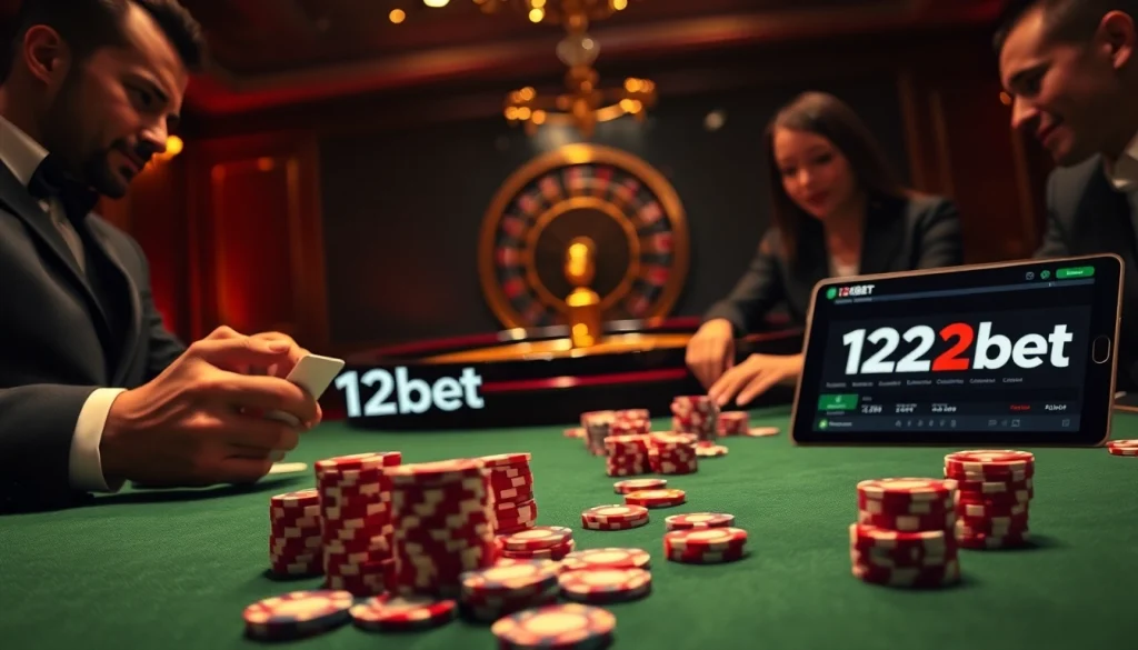 Experience high-stakes gambling at 12bet with polished poker chips and an engaging betting environment.