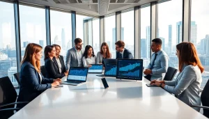 Tiger ERP solutions discussed in a bright, professional office by a diverse team.