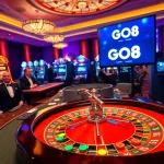 Experience the thrill at GO8 casino with poker tables and lively slot machines.