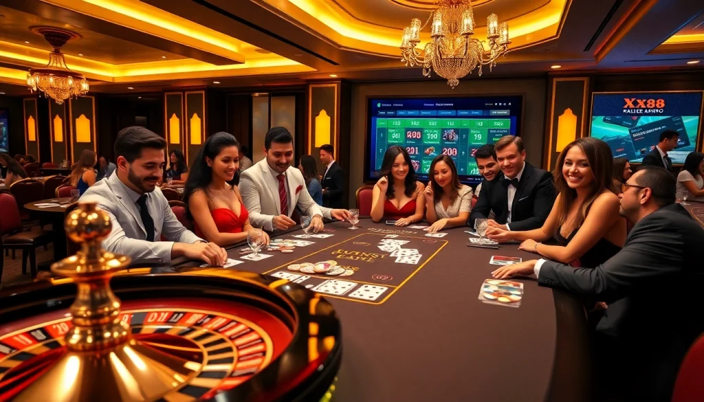 Experience the excitement of gambling at XX88's vibrant casino tables.