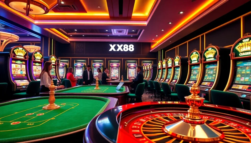 Exciting players engaging with the thrilling casino experience at XX88.