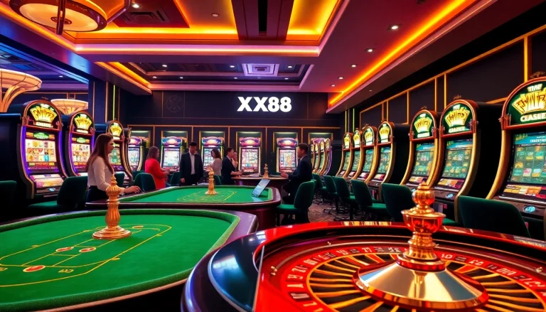 Exciting players engaging with the thrilling casino experience at XX88.