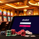 Experience the excitement of gambling with the doaslot login display amid vibrant casino elements.