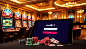 Experience the excitement of gambling with the doaslot login display amid vibrant casino elements.