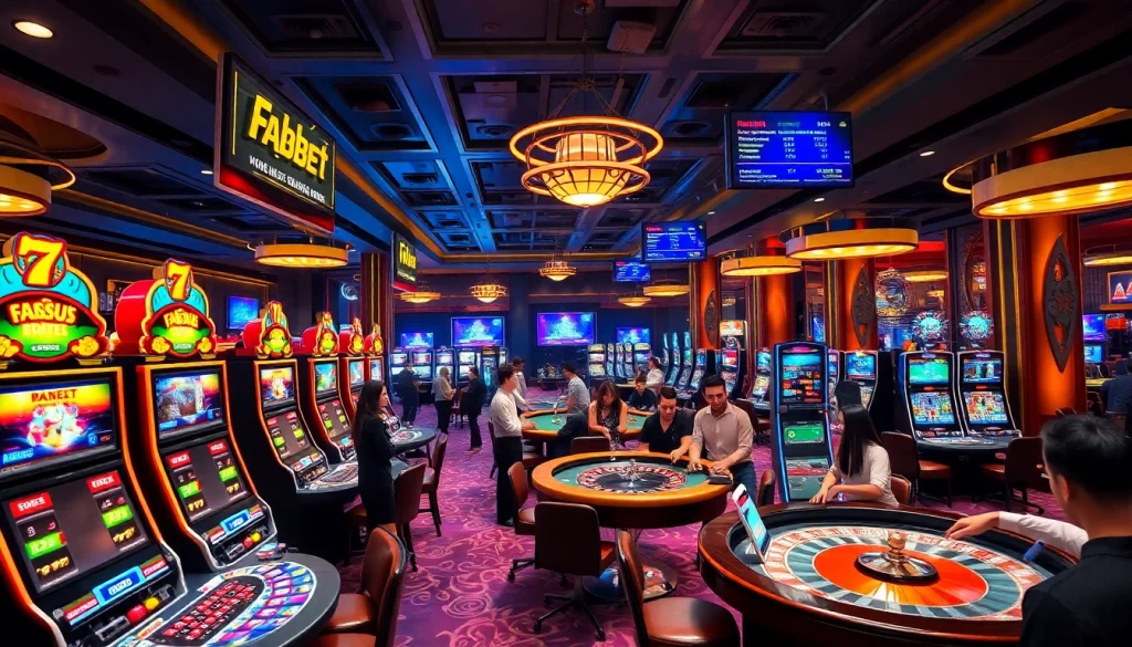 Experience exhilarating gaming moments at nhà cái FABET, featuring vibrant table games, exciting slots, and live betting interfaces.