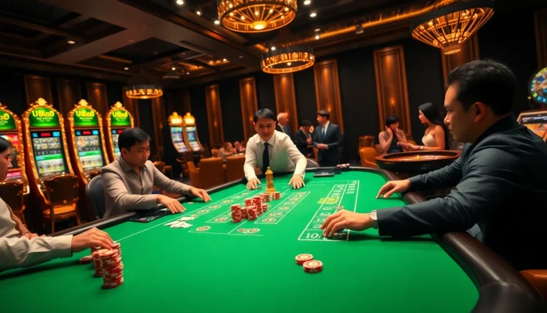 Experience thrilling gameplay at U888's luxurious casino tables with vibrant chips and cards.