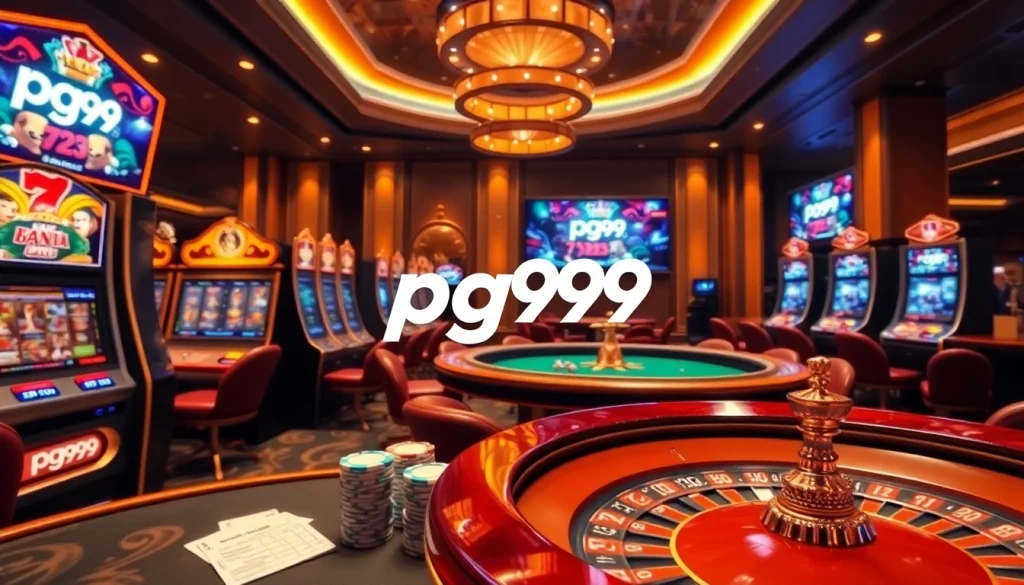 Experience immersive gaming at pg99 with vibrant slot machines and poker tables.