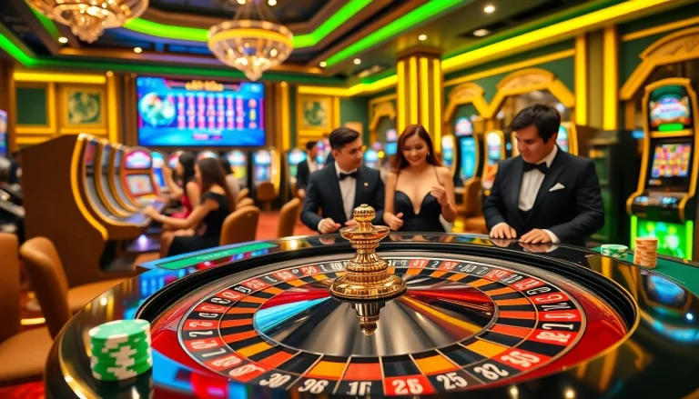 Kèo nhà cái displayed prominently on a digital screen at an upscale casino table with engaging players.