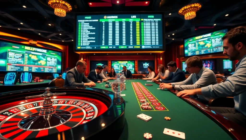 Engaging players enjoying high-stakes roulette at https://lucky88com.me/ casino with vibrant ambiance.