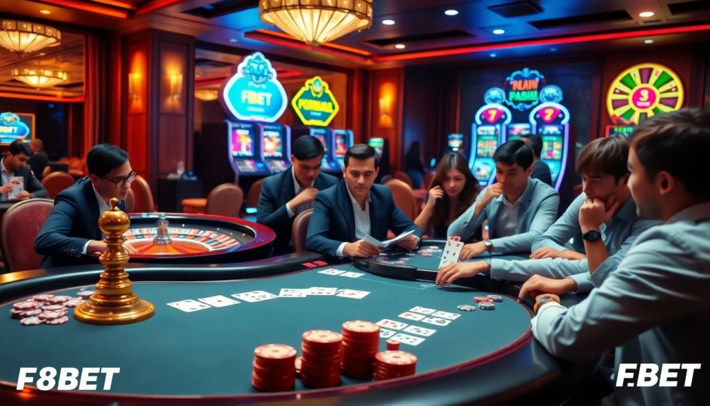 Experience thrilling gameplay at F8BET casino with dynamic tables, slots, and engaging players.